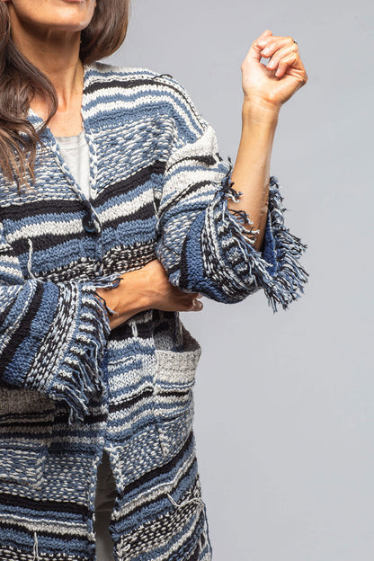 Masi Long Knit Cardigan In Denim | Ladies - Sweaters | Sonia Villa