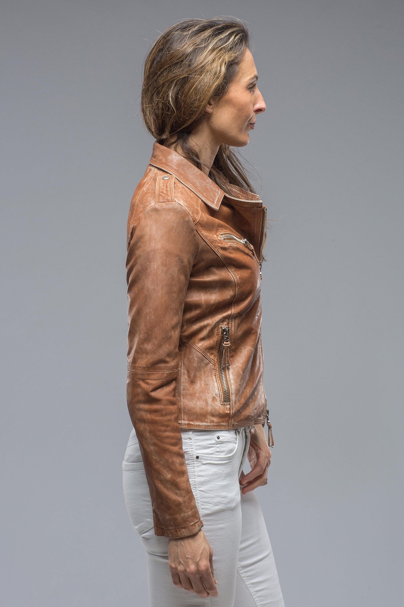 Tina Fitted Side Zip Moto | Ladies - Outerwear - Leather | Gimo's