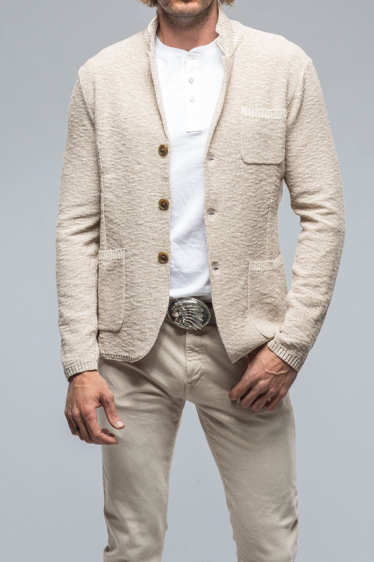 Cramer Swacket in Medium Beige White | Mens - Sweaters | Axels-BDSR