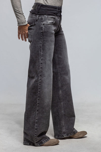 Cambio Shannen Wide Leg Charcoal W/ Black Waist Band Ladies - Pants - Jeans