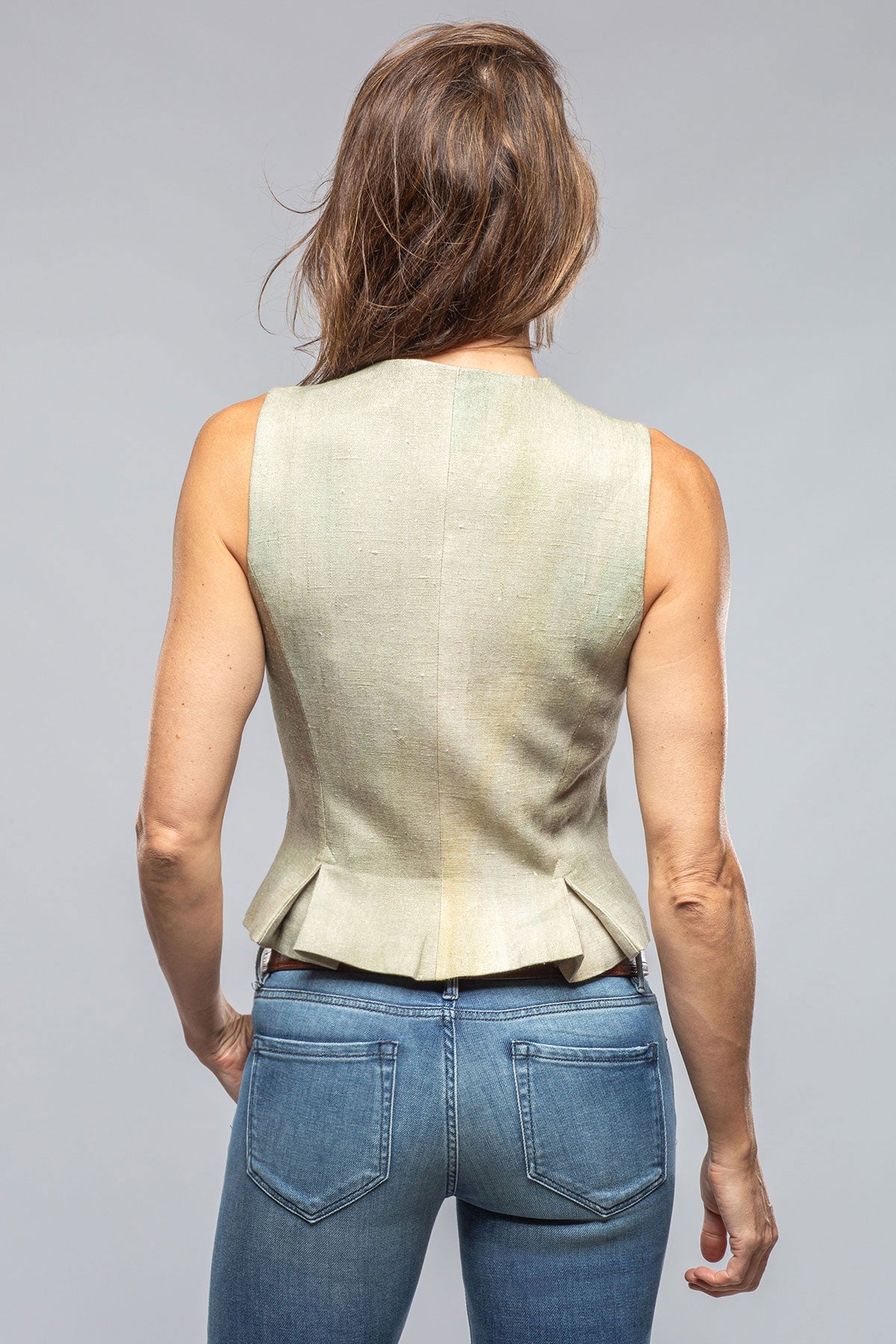 Georgina Linen Vest In Sage