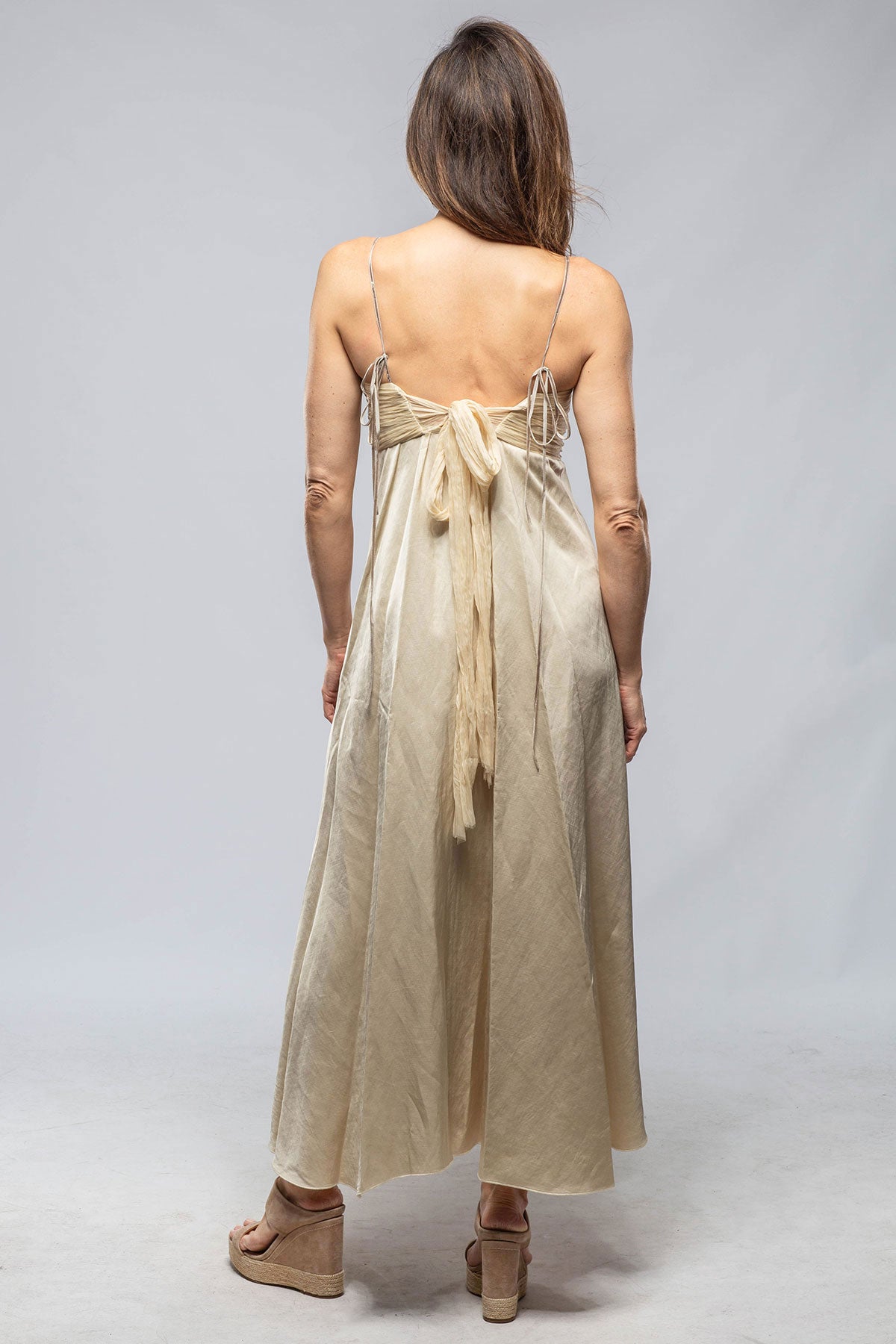 Calisa Dress With Ruched Chiffon Top In Champagne