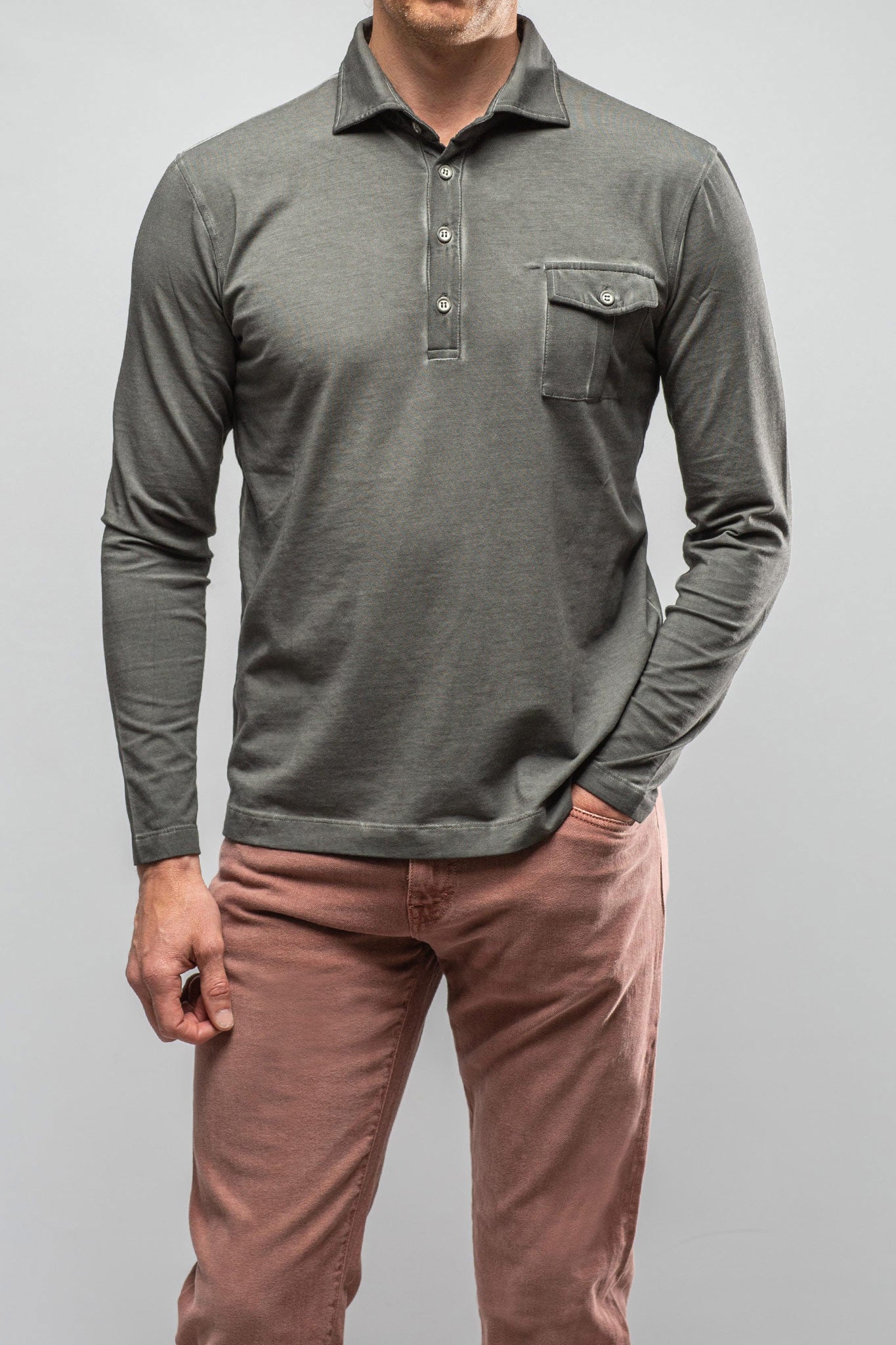 Cafe Paco LS Polo Shirt In Antracite | Mens - Shirts - Polos | Dune