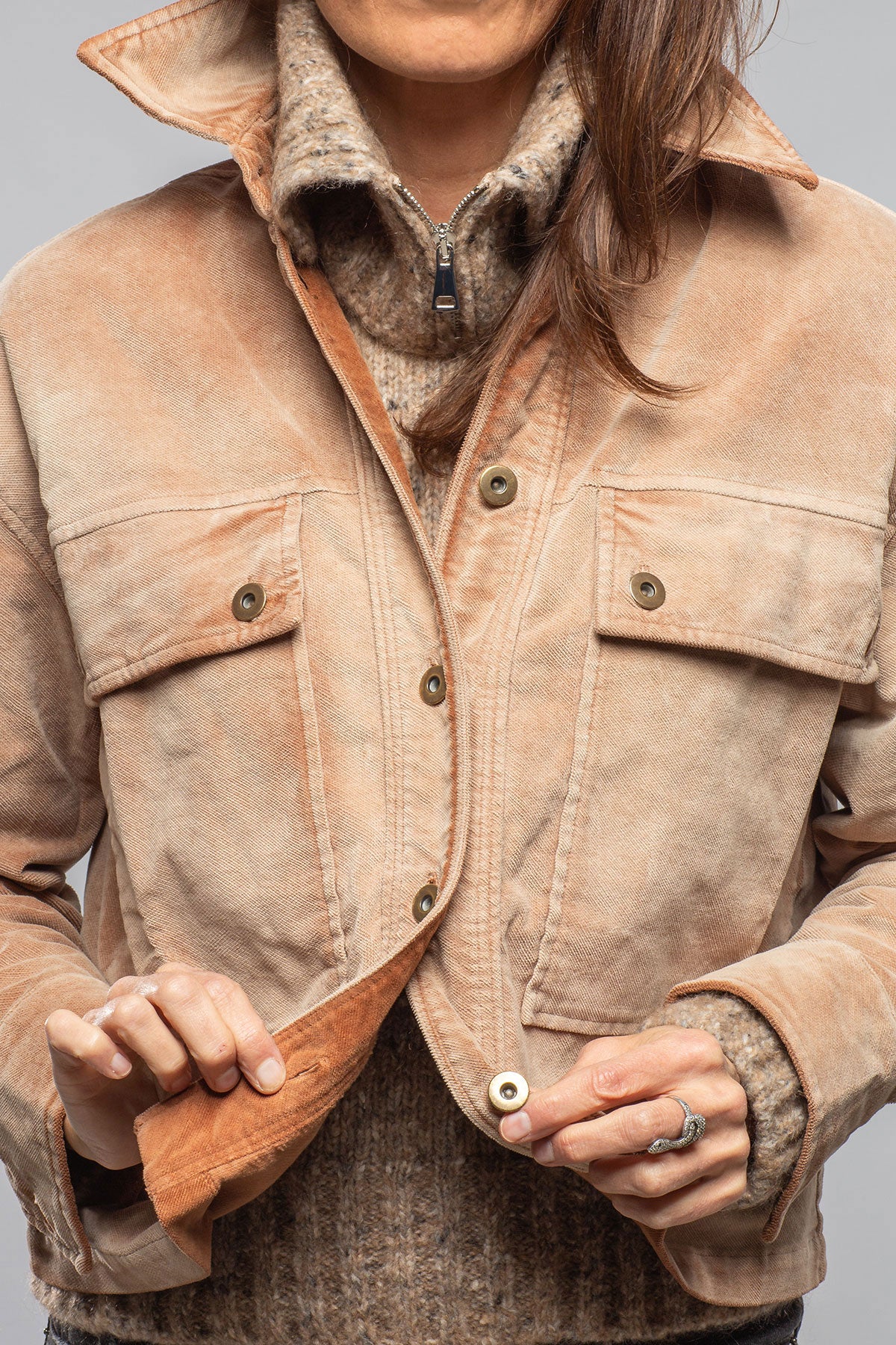 Betel Short Moleskin Jacket In Bleached Rust