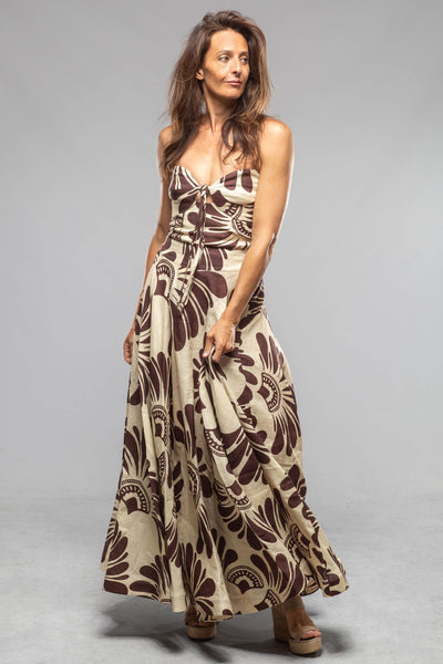 Dahlia Bianca Nati Halter Top In Chocolate Fantail Print Ladies - Evening Wear