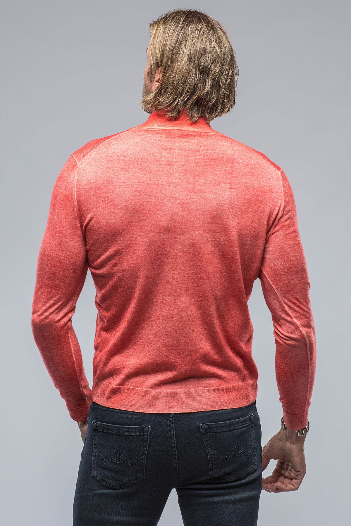 Queniin Cashmere Quarter Zip In Blood Orange