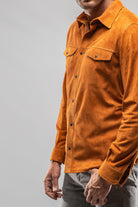 Barron Suede Shirt In Cognac | Mens - Outerwear - Leather | AjMone