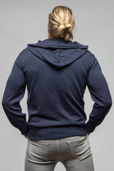 DiBello Hughes Suede & Knit Jacket In Navy Samples - Mens - Outerwear - Leather