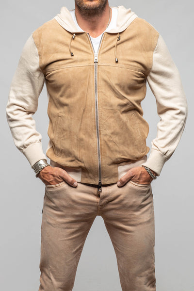 DiBello Hughes Suede & Knit Jacket In Tan/Beige Samples - Mens - Outerwear - Leather