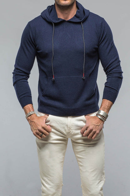 Florio Hooded Cashmere Sweater in Navy | Mens - Sweaters | Stile Latino