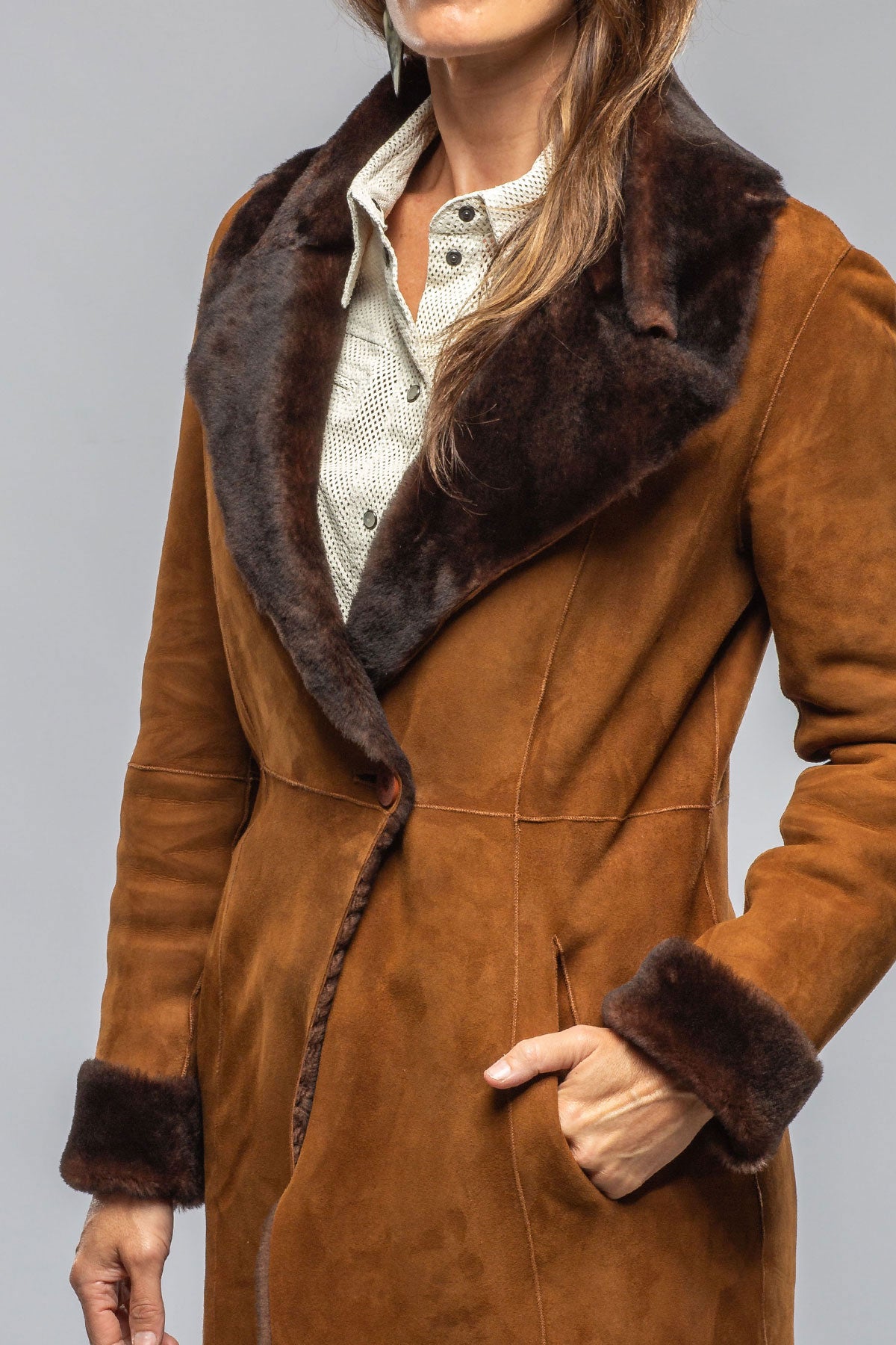 Mercedes Long Shearling In Cognac | Ladies - Outerwear - Shearling | Artico