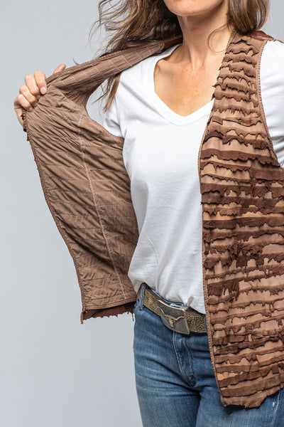 Ariza Short Leather Stripe Vest | Ladies - Outerwear - Leather | Dune