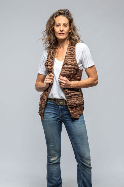 Dune Ariza Short Leather Stripe Vest Ladies - Outerwear - Leather