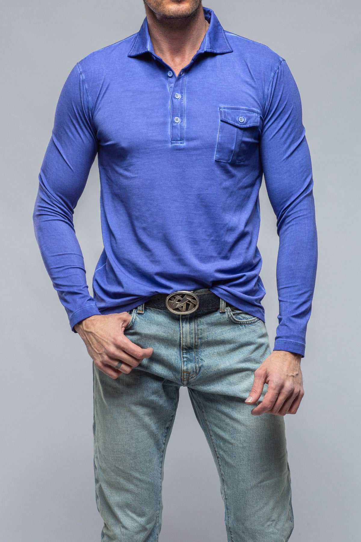 Dune Cafe Paco LS Polo Shirt In Lavender Mens - Shirts - Polos
