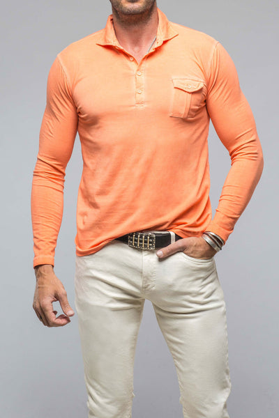 Dune Cafe Paco LS Polo Shirt In Peach Mens - Shirts - Polos