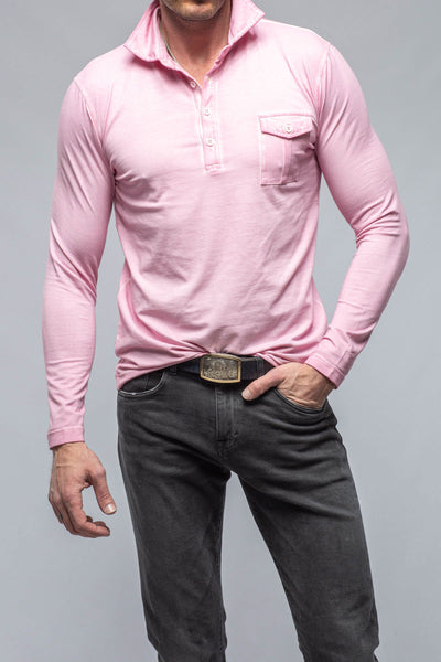 Dune Cafe Paco LS Polo Shirt In Pink Mens - Shirts - Polos