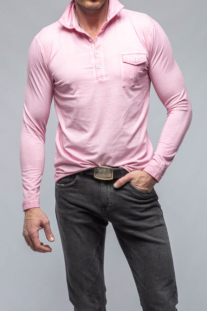 Dune Cafe Paco LS Polo Shirt In Pink Mens - Shirts - Polos