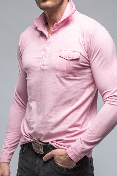 Dune Cafe Paco LS Polo Shirt In Pink Mens - Shirts - Polos