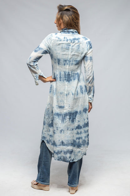 Dune Carol Crepe Cotton Long Shirt In Blue Tie Dye Ladies - Tops