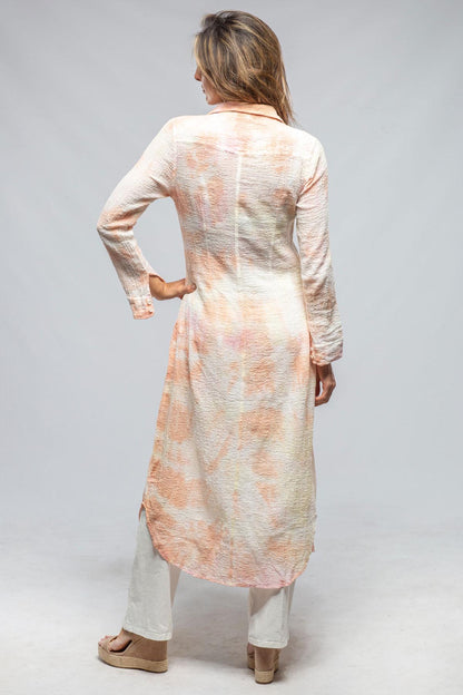 Dune Carol Crepe Cotton Long Shirt In Pink Tie Dye Ladies - Tops