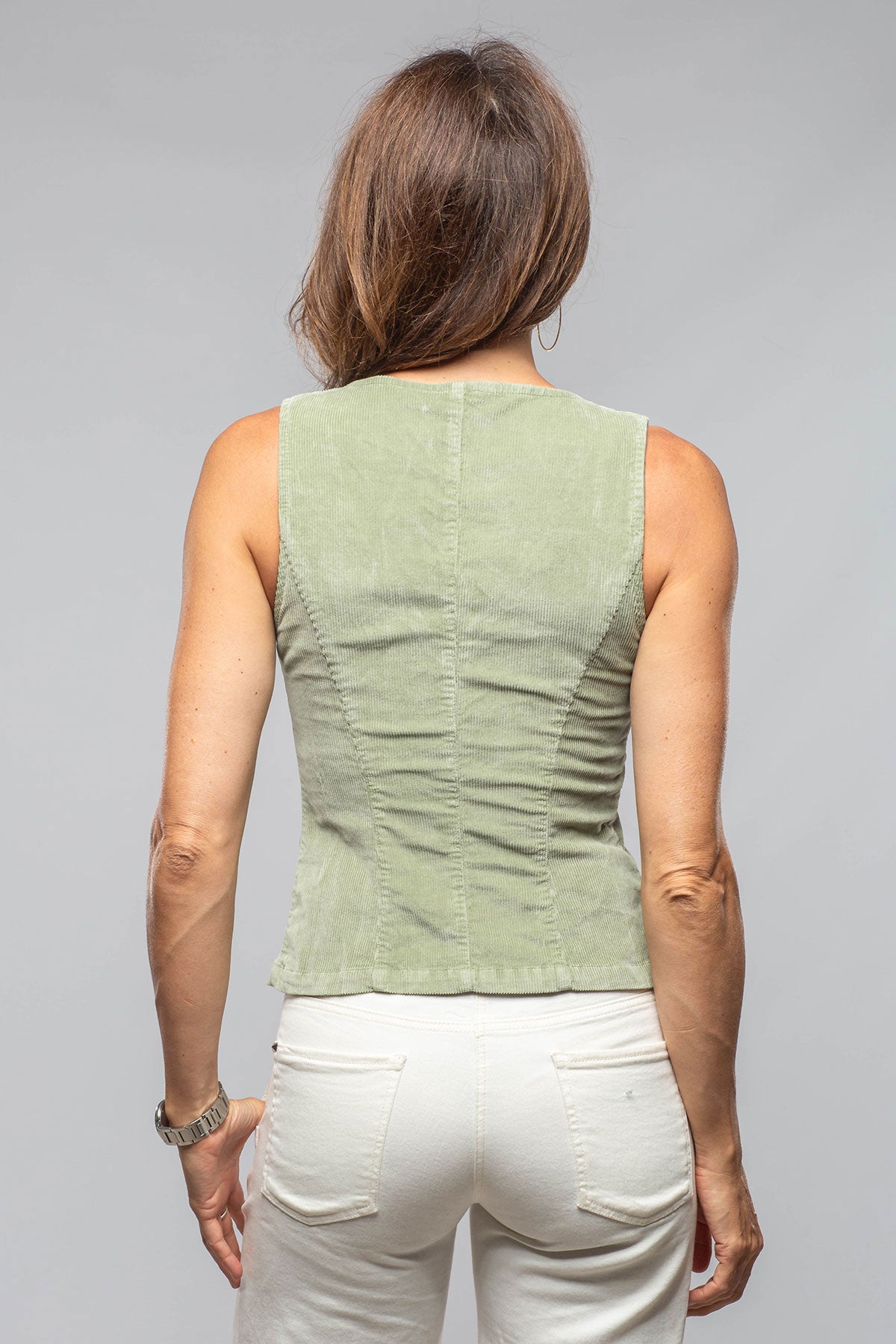 Dune Charlie Corduroy Vest In Sage Ladies - Outerwear - Lightweight