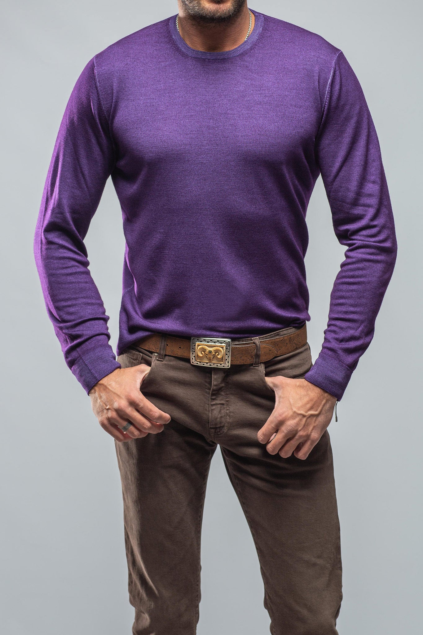 Dune Crosby Merino Sweater In Viola Mens - Sweaters