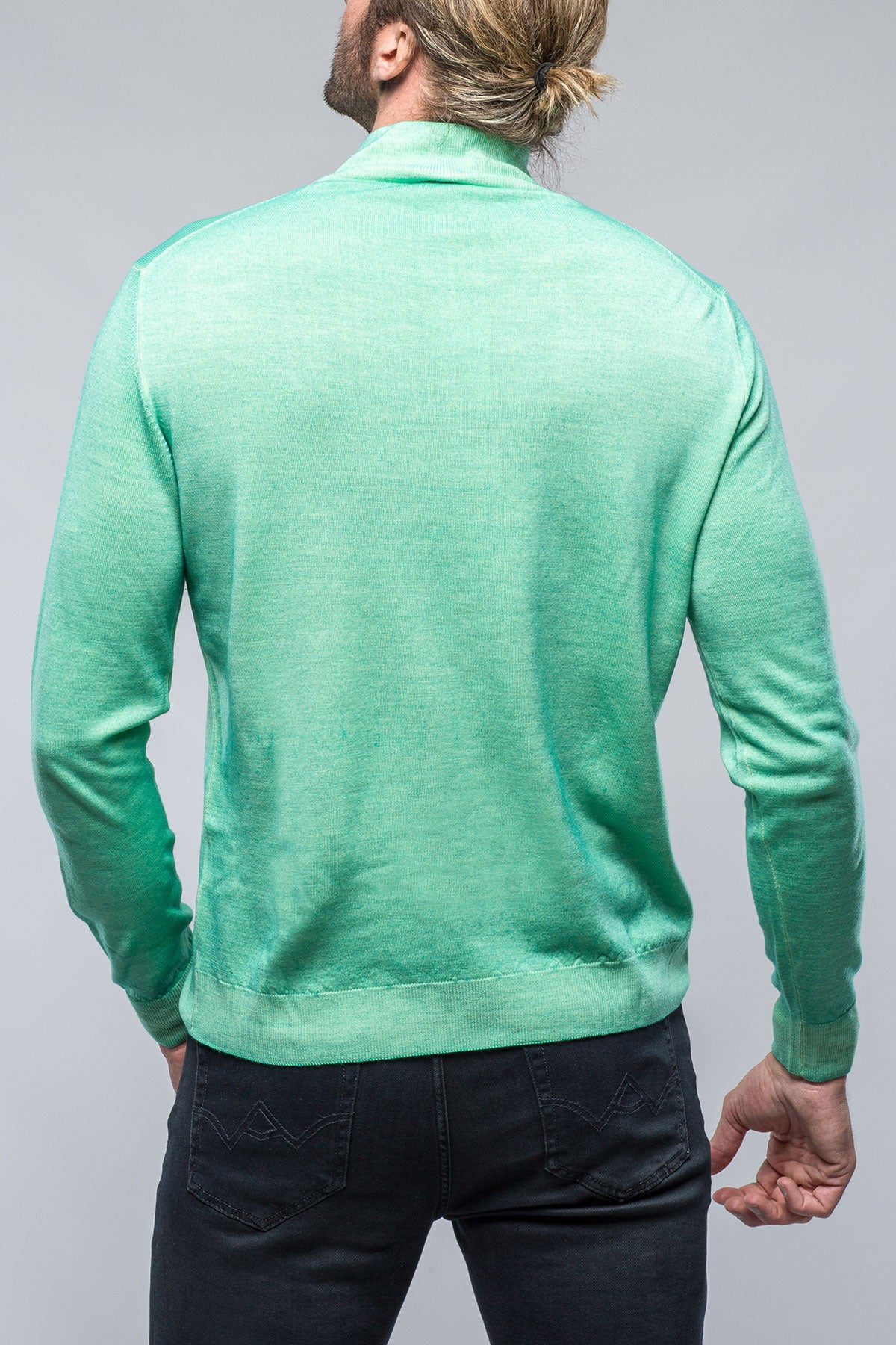 Dune Manzoni Merino Half Zip Sweater in Menta Mens - Sweaters