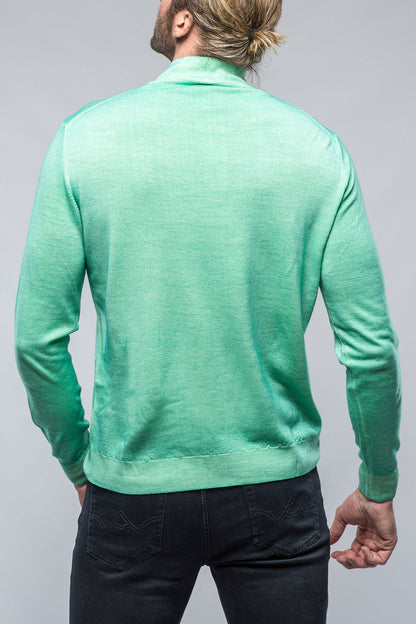 Dune Manzoni Merino Half Zip Sweater in Menta Mens - Sweaters