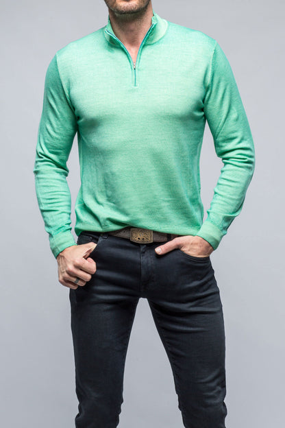 Dune Manzoni Merino Half Zip Sweater in Menta Mens - Sweaters