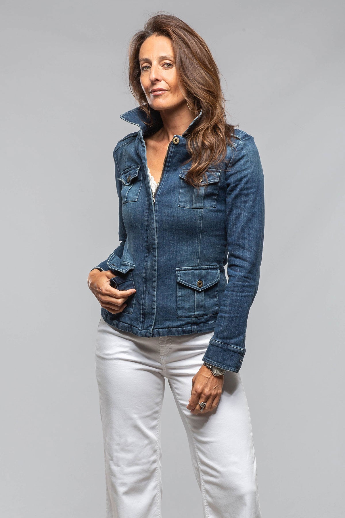 Dune | Pagosa Vintage Denim Jacket In Mid Blue | Ladies - Outerwear - Lightweight 
