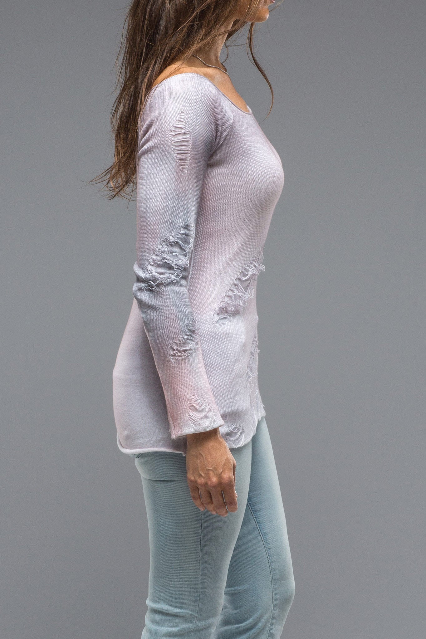 Dune Silvia Knit Top With Distressed Details In Smokey Rose Ladies - Sweaters