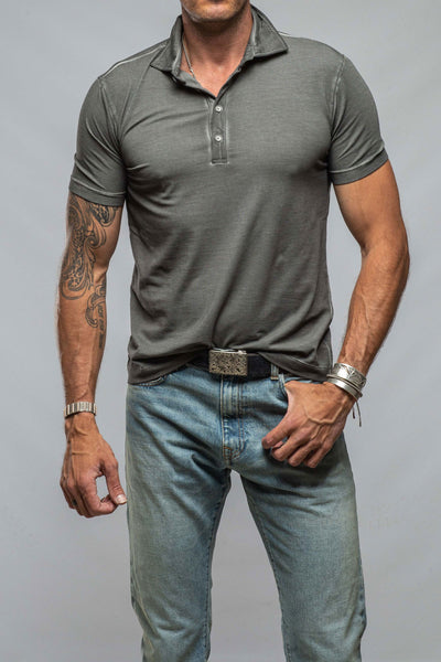 Dune Toulour SS Woven Polo in Anthracite Mens - Shirts - Polos