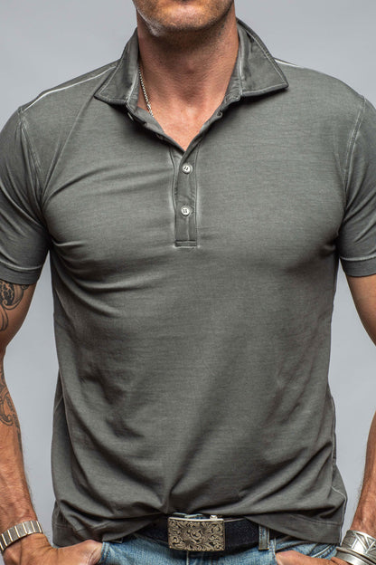 Dune Toulour SS Woven Polo in Anthracite Mens - Shirts - Polos