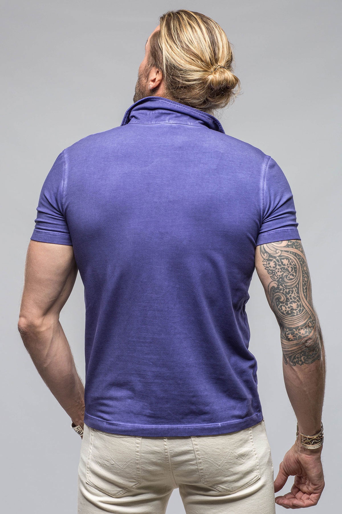 Dune Toulour SS Woven Polo in Mirtillo Mens - Shirts - Polos