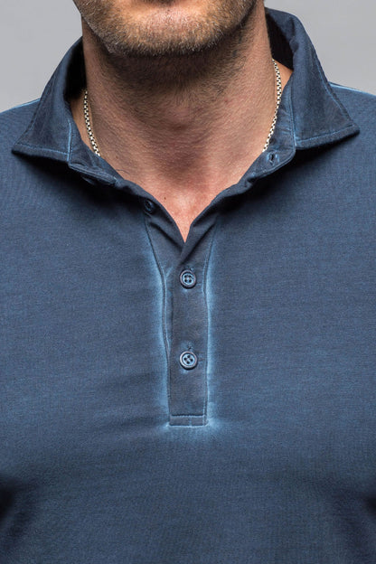 Dune Toulour SS Woven Polo in Navy Mens - Shirts - Polos