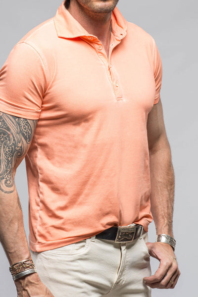 Toulour SS Woven Polo in Peach | Mens - Shirts - Polos | Dune
