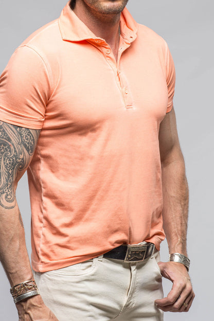 Dune Toulour SS Woven Polo in Peach Mens - Shirts - Polos
