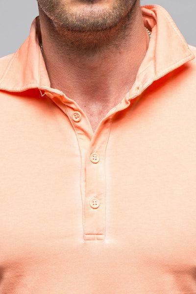 Toulour SS Woven Polo in Peach | Mens - Shirts - Polos | Dune
