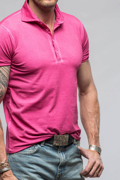 Dune Toulour SS Woven Polo in Raspberry Mens - Shirts - Polos