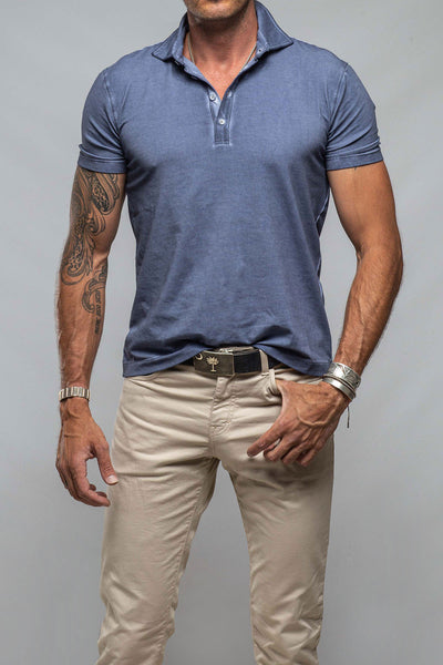 Dune Toulour SS Woven Polo in Steel Mens - Shirts - Polos