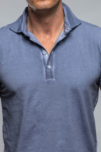 Dune Toulour SS Woven Polo in Steel Mens - Shirts - Polos