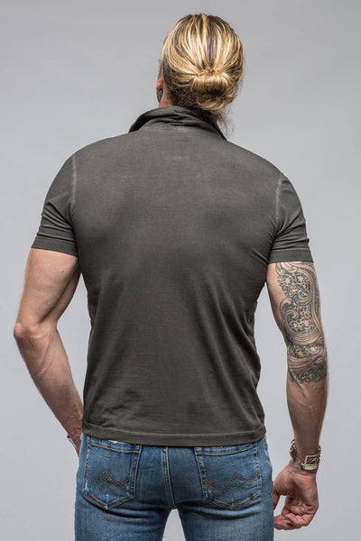 Toulour SS Woven Polo in Washed Black | Mens - Shirts - Polos | Dune