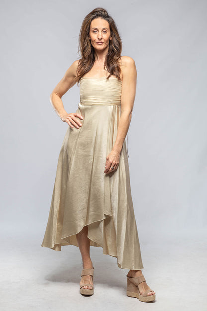 Calisa Dress With Ruched Chiffon Top In Champagne