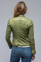Donnington Button Moto In Green | Ladies - Outerwear - Leather | Roncarati