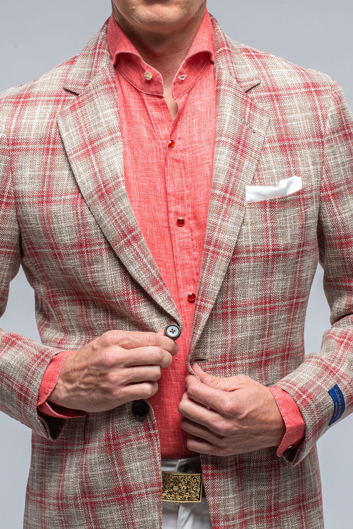 Red windowpane sales sport coat