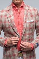 Modica Sport Coat In Brown with Red Windowpane | Mens - Tailored - Sport Coats | Castangia