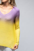 Mimi Micromodal V-Neck Top In Purple/Yellow | Ladies - Tops | Avant Toi