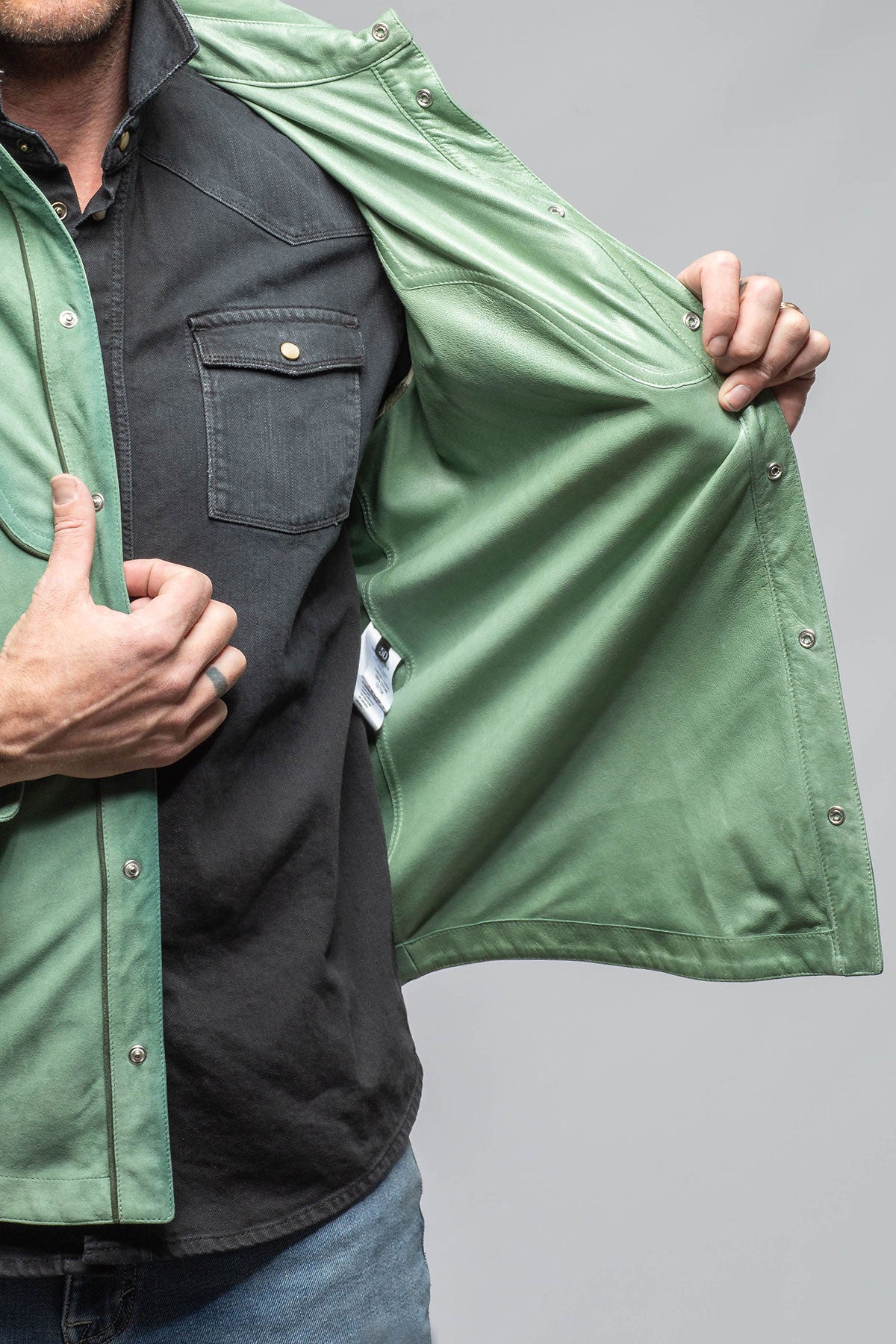 Corzo Western Suede Overshirt In Green