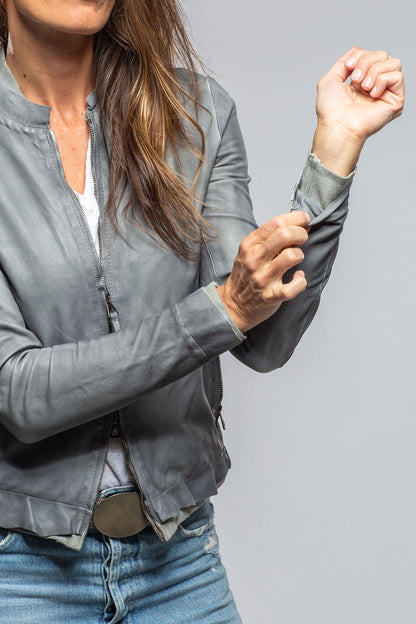 Ania Washed Leather Jacket In Steel Grey | Ladies - Outerwear - Leather | Axel's