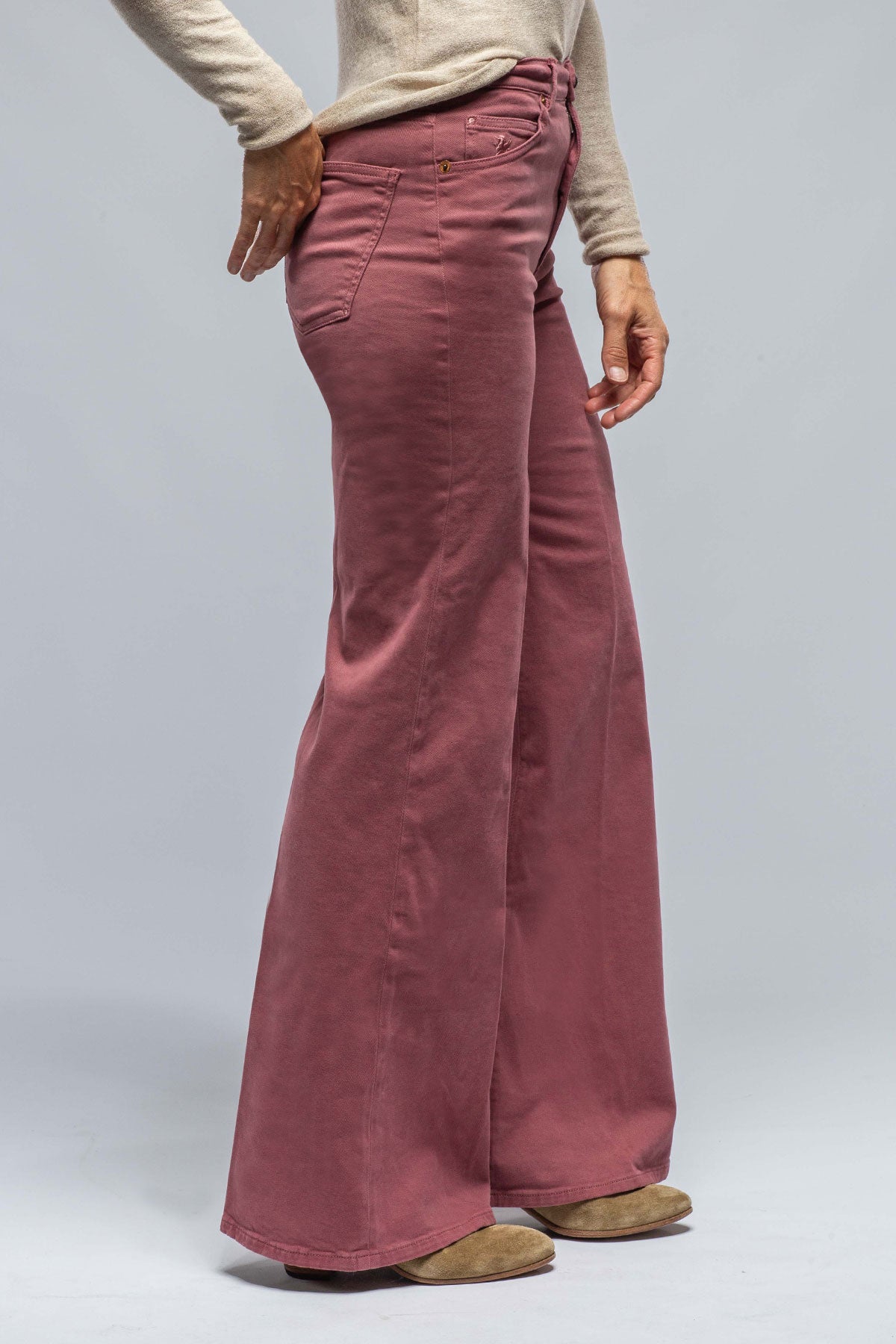 European Culture Daphne Brushed Cotton Wide Leg Jean In Dusty Brick Ladies - Pants - Knit